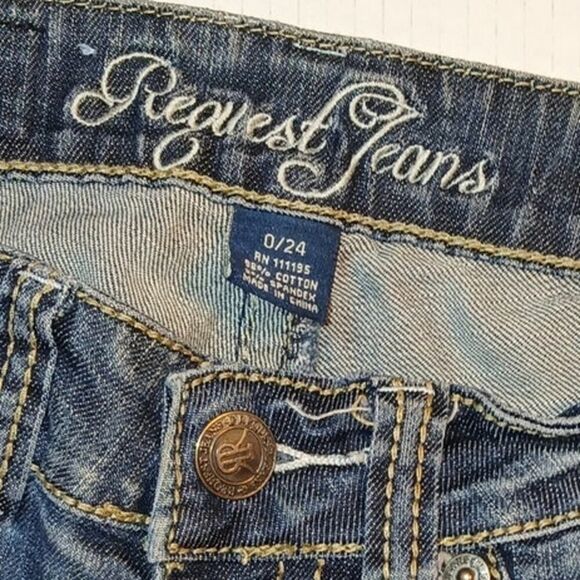 Request Designer Embellished Blue Denim Jeans - Size 0 WOW!! - Picture 6 of 6